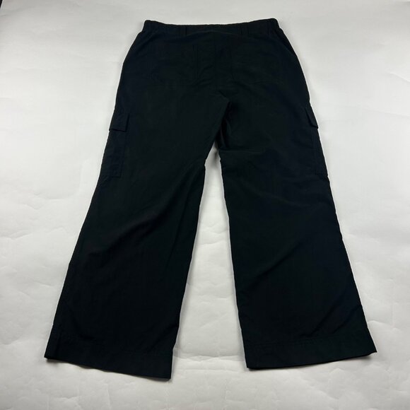 Old Navy Black Poplin Canvas High Rise Wide Leg Cargo Pant M - Picture 5 of 6